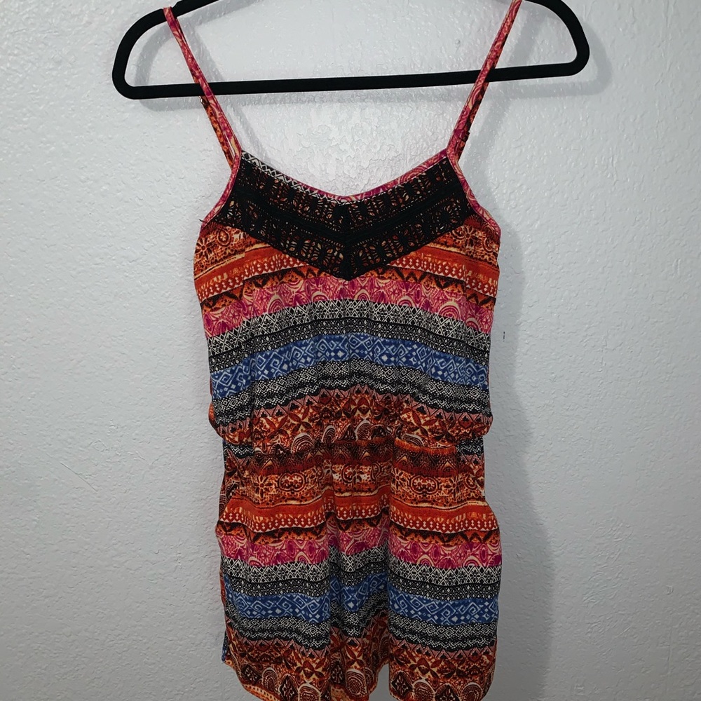 Juniors’ Colorful Romper Shorts Dress